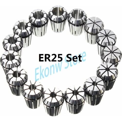 18pcs/set ER25 Chuck Collet Precision Spring Chuck Collet Set 1-16mm For CNC Milling Lathe Tool Engraving Machine