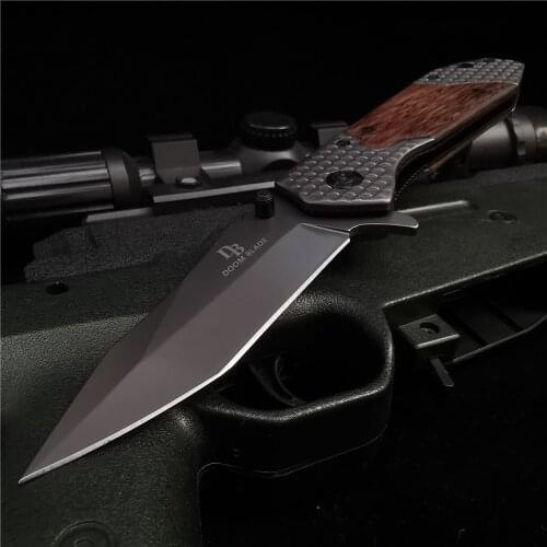 20CM (7.9') 58HRC Folding Knife Pocket Knives 8cr15mov Blade Wood Handle Outdoor Camping Hunt Knife Tactical Survival Knive