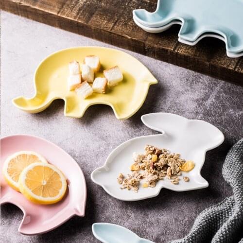 Elephant Plate Childrens Ceramics Western Food Network Red Animals ins Pink Girl Heart Creative Irregular Rabbit Plate vajilla
