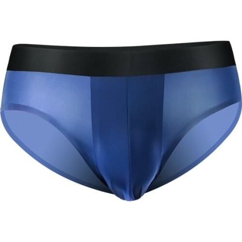 Sexy Men Underwear Seamless Briefs Shorts Homme Cool 2021 Summer Panties Transparent Thin Ice Silk Breathable Pouch Underpants