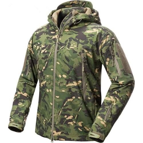 Outdoor Men Women Fleece Liner Waterproof Jacket Tactical Military V.5 Camouflage Sport Camping Skiing Warm Hooded Tops Coat