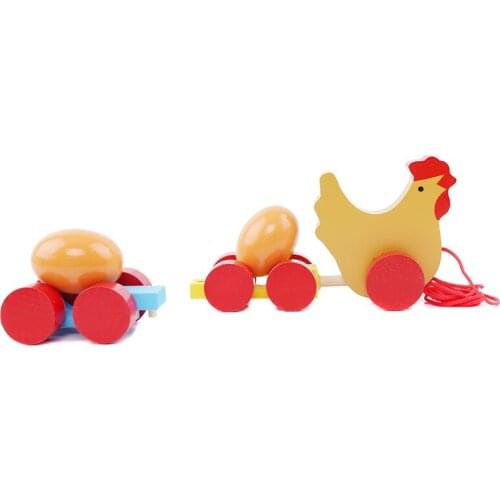 Fun Wooden Drag The Egg Car Cute Creative Children Chick Duckling Dragging Carts Baby Education Toy Random Color