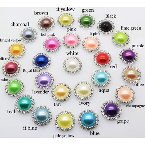 High quality 10pcs/lot Metal crystal rhinestone pearl buttons for 20mm Flat back scrapbook