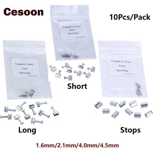 Cesoon 10Pcs/Pack Dental Orthodontic Crimpable Hooks Long/Short/Stops Fixed on Arch Wires