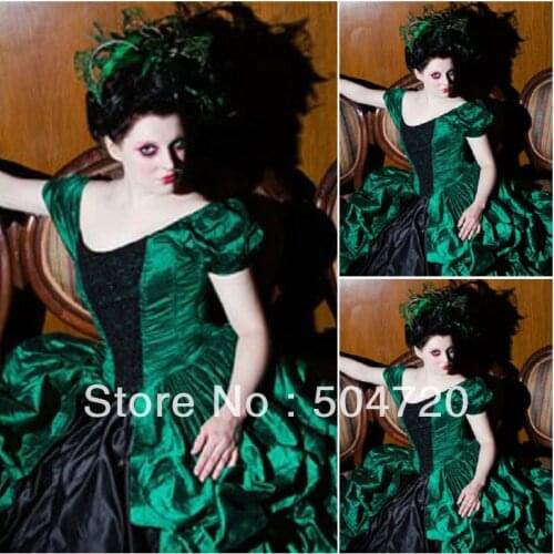 19 Century Green Civil War Southern Belle Gown evening Dress/Victorian Lolita dresses/scarlett dress US6-26 V-279