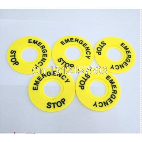 20pcs 40mm/60mm/90mm(OD) x 22mm(ID) Yellow Emergency Stop PushButton Switch Accessory Warning Legend Label Mark Round Ring Plate