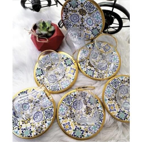 2021 Kitchen Fashion Decorated 12-Piece Tea Glass Set Ceramic Modern Luxury Stylihst Oolong