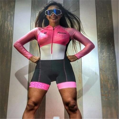 2021 Womens Triathlon Long Sleeve Suit Bike Jumpsuit Frenesi Summer Body Racing Team Skinsuit Equipment Cycling Clothing