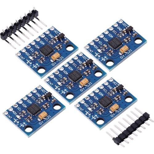 5pcs MPU-6050 MPU6050 GY-521 Accelerometer Gyro Sensor 6DOF Three-Axis IMU for Arduino Quadcopter Drone RC 3-5V I2C 40P