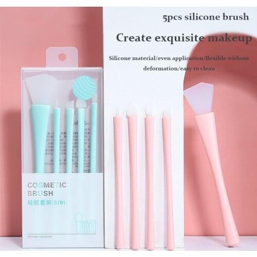 5PCS Silicone Brush Makeup Brush Mask Brush Lip Brush Eye Shadow Stick Concealer Brush Individually Packed