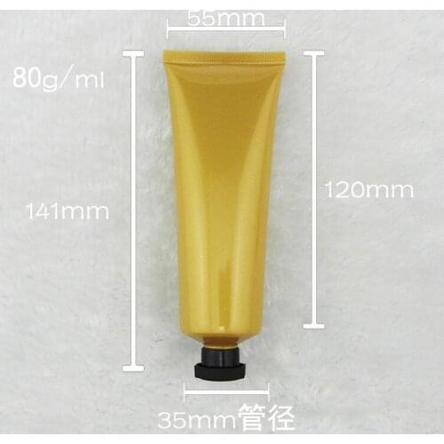 50pcs wholesale 80 ML Sunscreen plastic soft creamTube,80G gold Cream Tube with black octagonal lid,8ml eye cream soft Tube