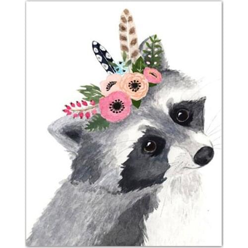 5D DIY Diamond embroidery Cross stitch Flower and Animal fox Full Round Diamond painting Full Square Diamond Art mosaic home gif