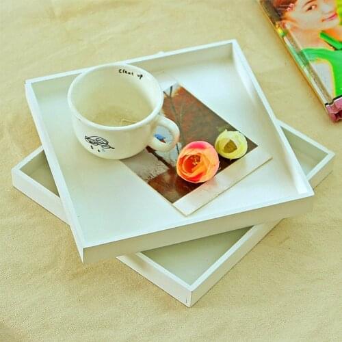 White Wood Tray Food Serving Makeup Storage Fruit Plate Photo Props Modern Household Home Storage Trays F20