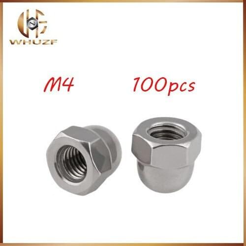 Free shipping 100pcs M4 Acorn Dome Nuts DIN1587 Hex Head Decoration Cap Nut Stainless steel / carbon steel nuts,nut