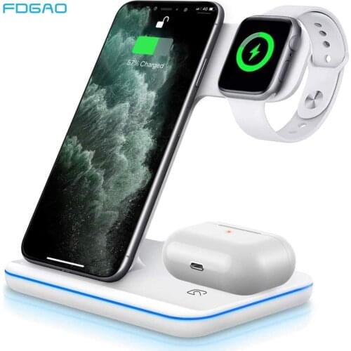FDGAO 15W 3 in1 Qi Wireless Charger Dock Station For iPhone 12 11 XS XR X 8 AirPods Pro Apple Watch 6 5 4 3 Fast Charging Stand