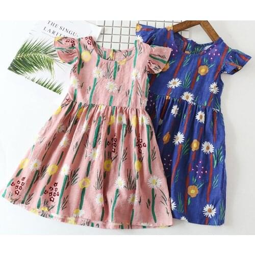 Calabetty hot sale 100% cotton childrens casual summer dress