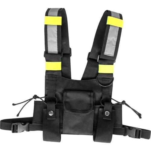 Black Radio Chest Harness Front Pack Pouch Holster Chest Walkie-Talkie Bag