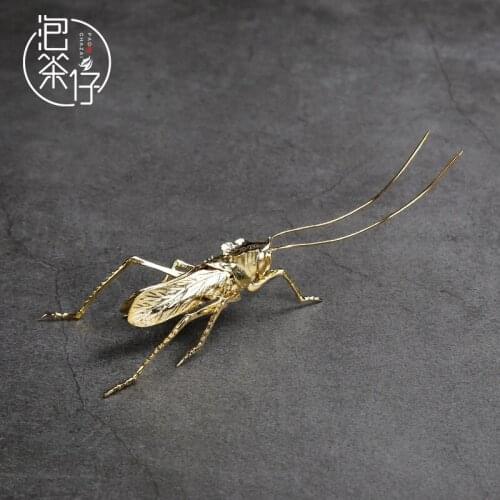 Pure copper locust grasshopper tea pet ornament brass cover iron pot cover imitation tea play tea accessories