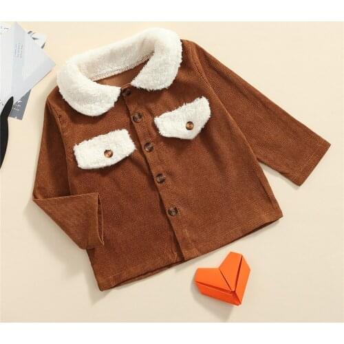 Kids Unisex Baby Girls Boys Children Contrast Color Coat Loose Fit Long Sleeve Lapel Neck Button-up Jacket Winter Warm Top