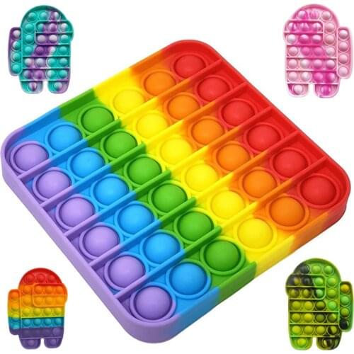 Funny Pop To Relieve Autism Free Shipping Rainbow Push Bubble Anti Stress Fidget Toys its Antistress Simple Dimple Sensory Toy