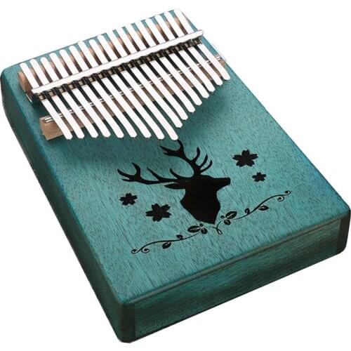 17 Key Kalimba Mbira Finger Thumb Piano Deer Flower Mahogany Solid Wood Keyboard Instrument with full Tool For Music Lovers Gift