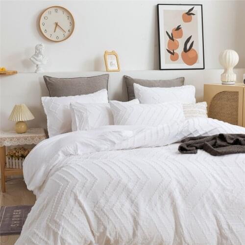 Nordic Soft Cute Solid White Duvet Cover Set Bedclothes Bedspread Quilt Twin Size Bedding Set Bed
