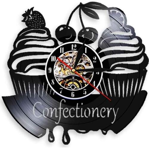 Confectionery Sweets Dessert Wall Clock Modern Design 3D Wall Watches Vinyl Clock In The Kitchen Wall Decor For Cake Shop