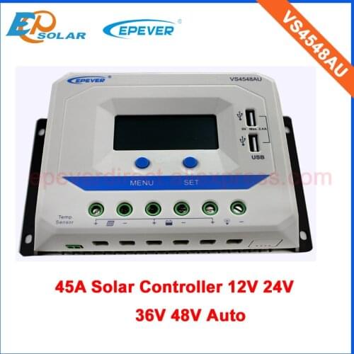 45A PWM EPEVER Solar power bank controller EPsolar 12V/24V/36V/48V auto type battery VS4548AU USB port built in 45amps