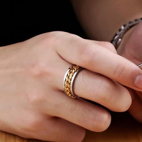 Korean Version Simple Motorcycle Chain Ring For Men Women Punk Hip Hop Stainless Steel Biker Mens Ring Fashion Jewelry Gifts