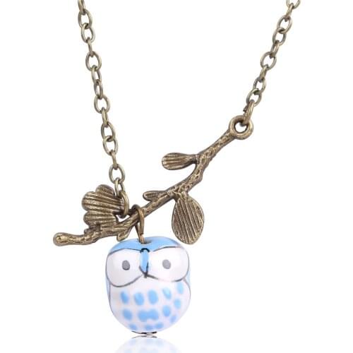 Lovely Necklace Cute Owl Collarbone Pendant Necklace Painting Enamel Animal Bird Jewelry Drop Shipping Factory Direct Sale