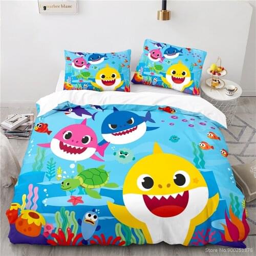 Lovely Cute Colorful Sharks Bedding Set Twin Full Queen King Size 3D Cartoon Shark Printed Duvet Cover Set Bed Linen Bedclothes