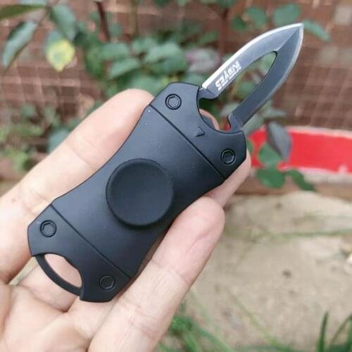 Mini pocket gyro knives outdoor survival practical hand tool stainless steel blade folding knives couteau pliant Metal Toy