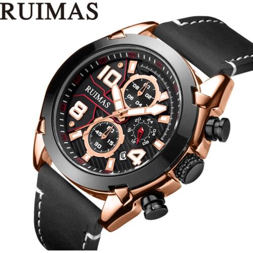 RUIMAS Watches Men Sports Luxury Leather Brand Watches Waterproof Quartz Men Military Wrist Watch Clock Male Relogio Masculino