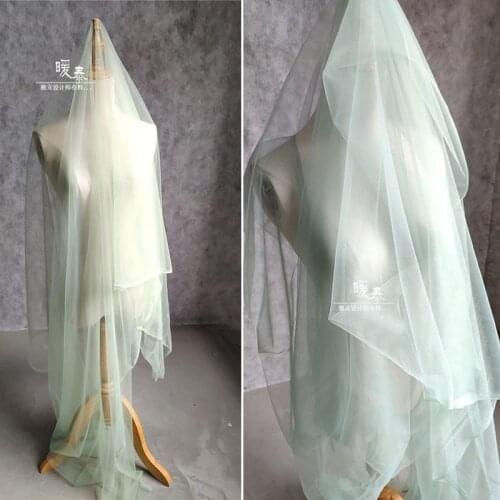Soft Tulle Lace Fabric Green DIY Scarf Veil Flower Background Decor Window Curtain Fluffy Skirt Wedding Dress Designer Fabric