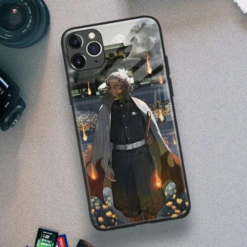 Kyojuro Rengoku Kimetsu No Yaiba Anime Soft TPU Glass Phone Case for IPhone SE 6s 7 8 Plus X Xr Xs 11 12 Mini Pro Max Samsung