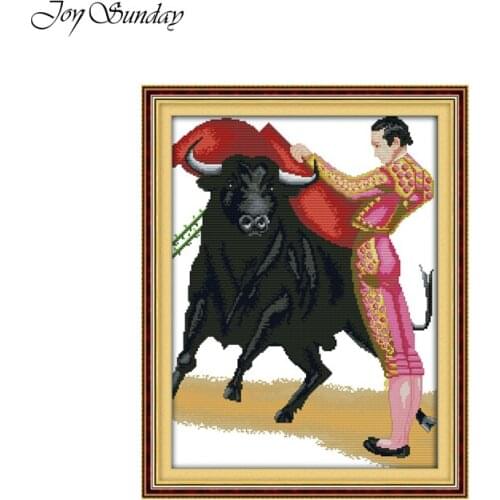 Cross Stitch Kit Joy Sunday Counted Embroidery Set DMC 11CT 14CT Spanish Bullfighter Printed Water Soluble Canvas Needlework Set