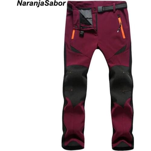 NaranjaSabor 2020 Womens Winter Autumn Fleece Casual Pants Windproof Thermal Female Thick Trousers Womens Brand Clothing N424