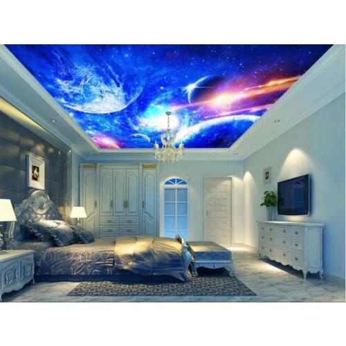 3d ceiling murals photo wallpaper on the wall Cool starry universe planet home decor 3d wall murals wallpaper for living room