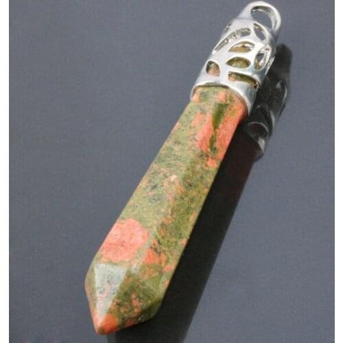 Low Price Unakite Hexagonal Column Pendant Healing Reiki Charms For Jewelry Making DIY Accessories