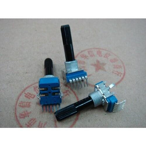 Original new 100% 142 Type double potentiometer B503 B50K 6pin long axis 27mm handle with midpoint mounting holes 9mm (SWITCH