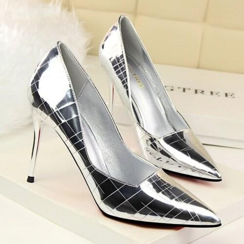 Sexy Shoes Woman Pumps Patent Leather High Heels Shoes Women Basic Pump Wedding Shoes Female Stiletto Women Heel Plus Size 34-43