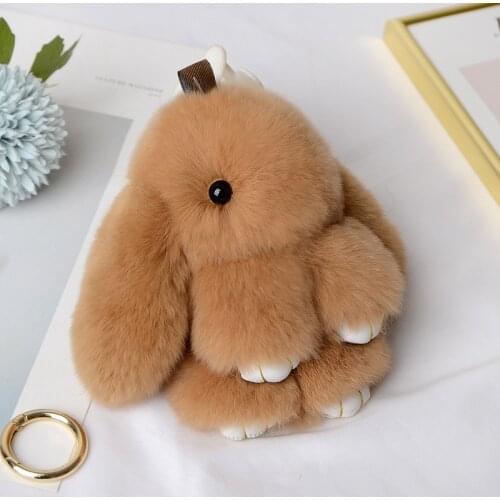Pompom Real Rabbit Fur Keychain Cute Fluffy Plush Doll Keychains Women Bags Keyrings Cars Key Ring Gift Charming Decoration