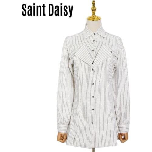 Женские рубашки в полоску Saint Daisy China At AliExpress
