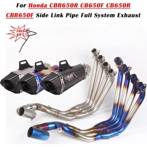 Slip On For Honda CBR650 CBR650R CB650F Motorcycle Exhaust Escape Full System Front Mid Modified Muffler Carbon Fiber Silencer