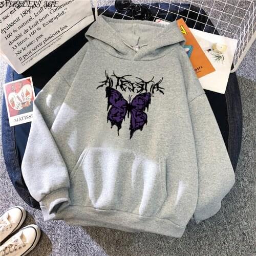 WIRELESS AGE Sweater Women Long Sleeve Hooded Collar Cartoon Anime Printed Loose Casual Womens Tops Spring Autumn Fashion Wild