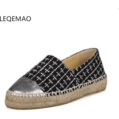 Hot Sale Big Size 34-42 Slip-On Round Toe New Fashion Four Seasons Women Flats Canvas Espadrilles Casual Ladies Loafers Shoes