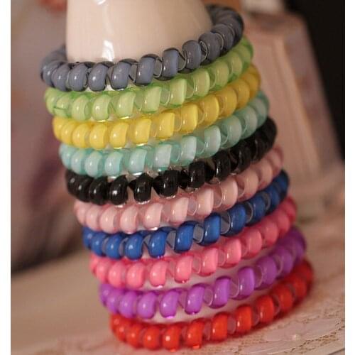 10Pcs/Lot New Women Headwear Candy Color Hair Bands Telephone Line Elastic Rubber Bands Ponytail Holder Hair Accessories Female