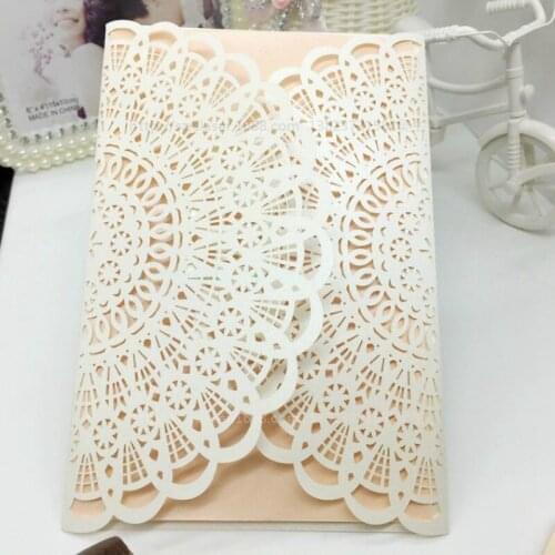 10pcs Multi-color Laser Cut Luxury Flora Wedding Invitations Card Elegant Lace Blank Inner Page Wedding Accessories 7ZSH203