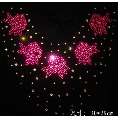 2pc/lot Big flower iron on transfers motif hot fix rhinestone hot fix rhinestone motif designs rhinestones fix patches