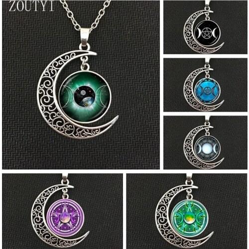 2018 Fashion Hot Charm Triple Moon Goddess Moon Pendant Necklace, Male and Female Necklaces